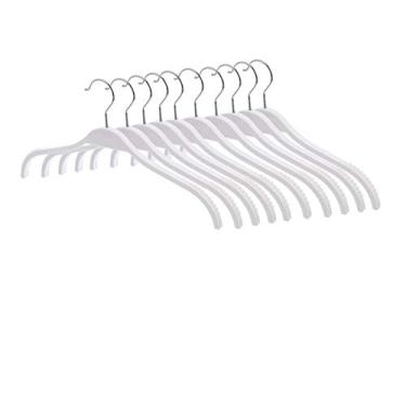Imagem de 3FLQOOPP Oi+Cabide de parede, 1 conjunto de 10 cabides de roupas, cabides para casacos, cabides sem rastros (cor: branco, tamanho: 37,6 x 23,5 cm)