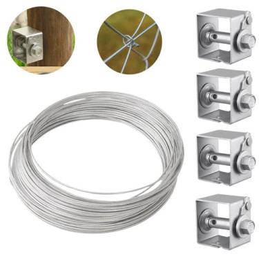 Imagem de Kit 4 Catracas + Rolo de Arame 1Kg Fio 16 Para Alambrados Tela Cercame