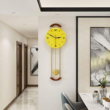 Imagem de U5GAAALPPQ9 Relógio de parede para sala de estar moderno e redondo com pêndulo e movimento de quartzo relógio de parede moderno relógio de personalidade criativo doméstico silencioso relógio de