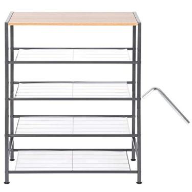 Imagem de HHHJQFAAT Sapateira organizadora de armazenamento de sapatos de 5 níveis com 4 prateleiras de malha de metal para decoração de armário de entrada