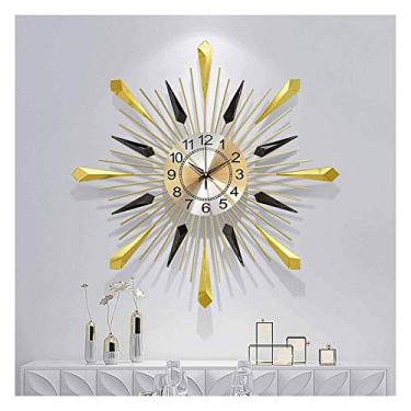 Imagem de U5GAAALPPQ9 Relógio de parede de metal Relógios silenciosos 3D, design de meados do século, relógios de parede grandes para sala de estar, relógio silencioso sem tique-taque moderno com decoração de