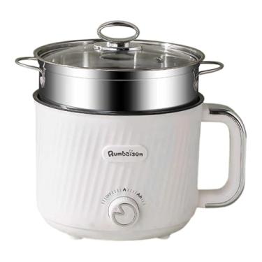 Imagem de SiaBiced Panela elétrica para cozinhar ramen com 2 níveis de temperatura ajustáveis ​​e função de ferver água, Branco Duplo