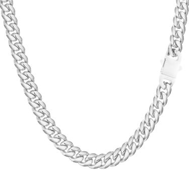 Imagem de Colar Miami Cubano para homens e mulheres banhado a ouro prata preto aço inoxidável corrente 5 mm/7 mm/8 mm/9 mm/12 mm/14 mm largura 18 a 76.2 cm fecho seguro hip hop joias presentes para homens