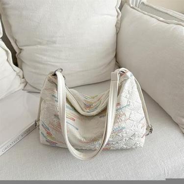 Imagem de Bolsa feminina, bolsa de ombro feminina de lona, bolso leve - branca
