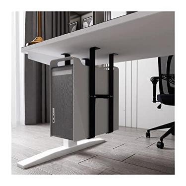 Imagem de Suporte prático para CPU embaixo da mesa, suporte de torre de policarbonato ajustável de aço, largura de 13,7 cm a 25 cm de altura inferior a 49,8 cm (preto)