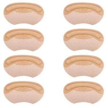 Imagem de 4 pares de aderências antiderrapantes no calcanhar, forros autoadesivos na parte de trás do calcanhar para enchimento de sapatos muito grandes e soltos, melhor ajuste e conforto, almofadas de salto e