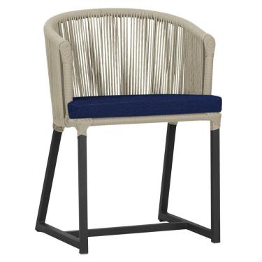 Imagem de Cadeira De Jantar Noronha Alumínio Preta E10 Trama  Rami