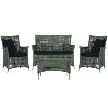 Imagem de Jogo Sofá 2 Poltronas E Mesa Igapó Fendi E12 Trama Original Verde