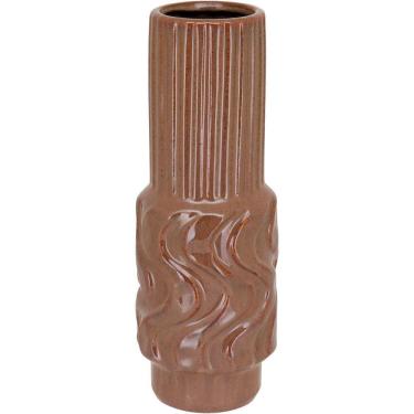 Imagem de Vaso Decorativo Enfeite Casa Cerâmica 30x10x10cm Bege