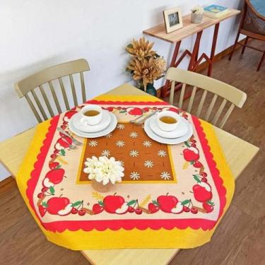 Imagem de Toalha Centro De Mesa Chá Quadrado 75x75cm Lepper Frutas