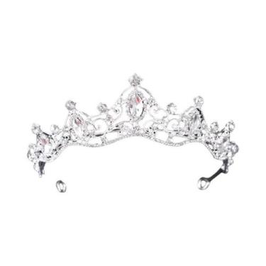 Imagem de Tiara De Noiva De Cristal Prateado Com Strass, Coroa De Princesa Para 