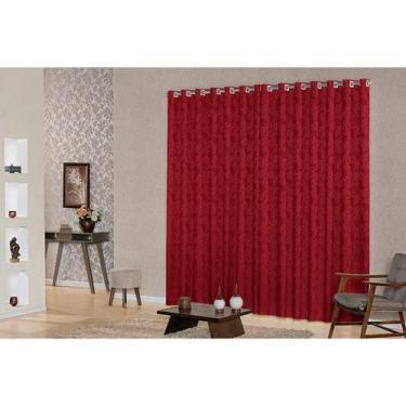 Imagem de Cortina Sala Jacquard Semi Blackout Vermelho 4,00X2,80 - B.F Confecçoe