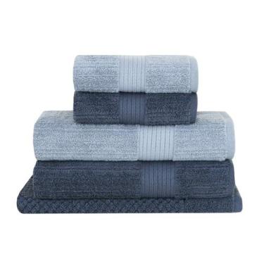 Imagem de Jogo De Toalhas Buddemeyer 5 Peças Penteado Banho Canelada 100% Algodã