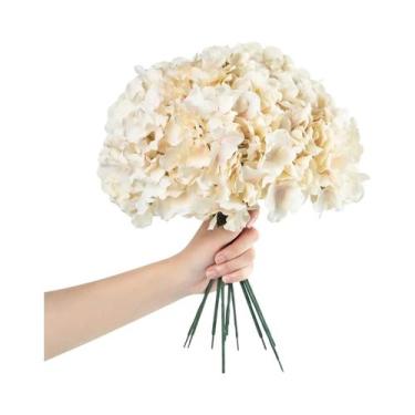 Imagem de 6 Peças De Flores Artificiais De Hortênsia Com Haste Para Arranjos Flo