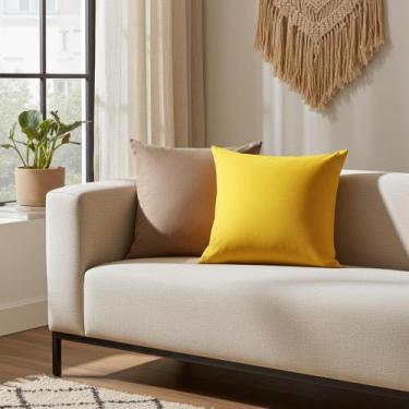 Imagem de Kit Capas para Almofadas 50x50 Tecido Algodão Cores Lisas Conjunto 2 P