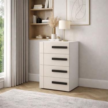 Imagem de Gaveteiro Lisboa 4 Gavetas Creme/Branco - Politorno