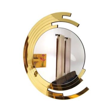 Imagem de Espelho decorativo de parede redondo com moldura Premium Santorini Dou