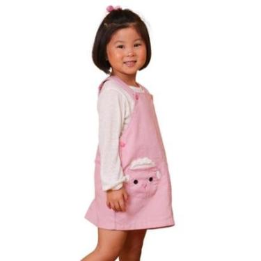 Imagem de Salopete Rosê Infantil Look Jeans c/ Blusinha Bege - 03 - ROSÊ-Feminino