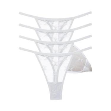 Imagem de Conjunto De Tanga Sexy Em Renda Para Mulheres 4PCS, G String Transpare