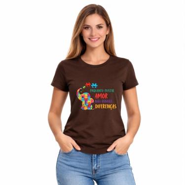 Imagem de Camiseta Feminina Inclusão Autismo Amor Não Há Diferenças Estampa Colorida-Feminino