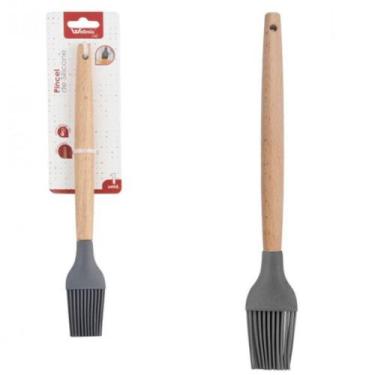 Imagem de Pincel Culinario Silicone Cabo Madeira 27cm Grafite Wellhome - WELLMIX