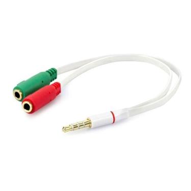 Imagem de Cabo Adaptador de Áudio Flat Duas Fêmeas e um Macho Branco - Xtrad