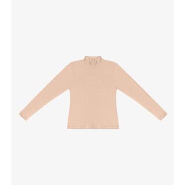 Imagem de Blusa Feminina Cotton Gola Alta Básica Rovitex Bege, GG, Bege