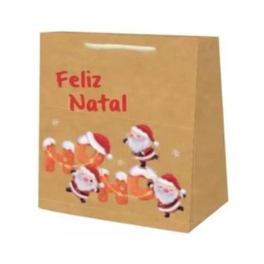 Imagem de Sacola Presente Kraft Natal HO HO HO papai noel - Cromus