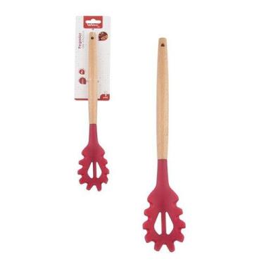 Imagem de Pegador de Massas de Silicone Vinho com Cabo de Madeira 31cm - KOPECK