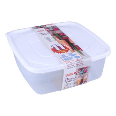 Imagem de Conjunto de Potes São Bernardo Multiclick em Plástico Quadrado com 11 Peças - Item Sortido