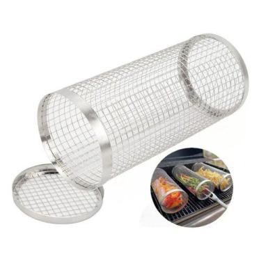 Imagem de Grelha Cesto para Churrasco Cilíndrico Inox 30cm - Clink