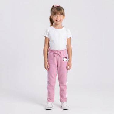 Imagem de Calça Infantil Menina Moletom Hello Kitty Flare, Rosa, 08