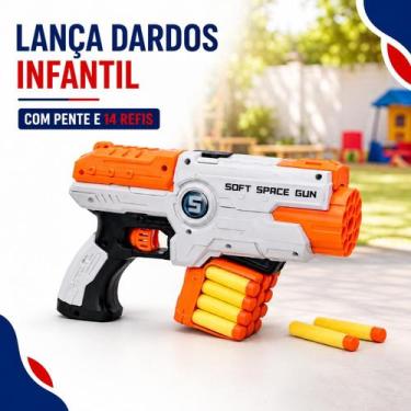 Imagem de Lança Dardos Infantil Com Pente E 14 Refis Eva Infantil - TOYS &Amp