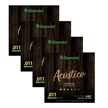 Imagem de Kit Com 4 Jogos De Cordas Giannini Violão Aço Acústico 011