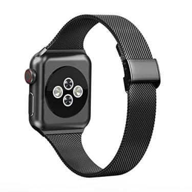 Imagem de Pulseira Aço Milanês Fina, compatível com Apple Watch (38/40/41, Preta)