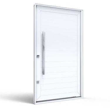 Imagem de Porta Pivotante de Alumínio com Puxador Aço Lucasa Eccellente 225cmx130cmx12cm Branco