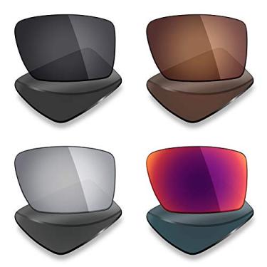 Imagem de Mryok 4 pares de lentes polarizadas de substituição para óculos de sol Oakley Eyepatch 2 – Stealth preto/marrom bronze/prata titânio/sol da meia-noite