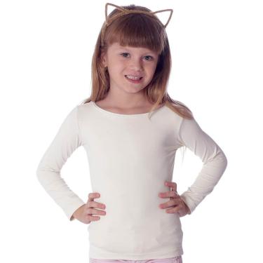 Imagem de Blusa Infantil Feminina com Proteção UV Palha Manga Longa Decote Canoa