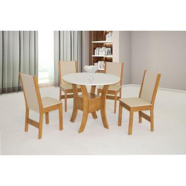 Imagem de Conjunto Mesa Redonda Ayla Móveis São Carlos Freijo Off White