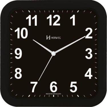Imagem de Relógio Parede Herweg 6670 034 Preto Quadrado 23Cm