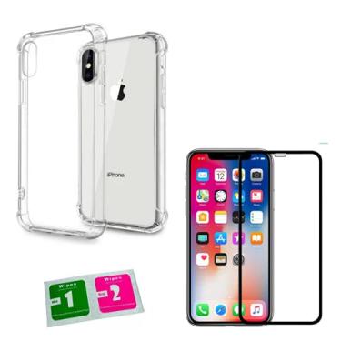 Imagem de Kit Capinha Anti Impacto + Película 9D Cobre Toda Tela Compatível iPhone XS