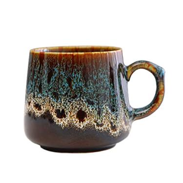 Imagem de WDOPEN Xícara de café de cerâmica, caneca de cerâmica para homens, mulheres, canecas exclusivas com alça para café, chá, leite, cacau, forno artesanato esmaltado alterado (azul)