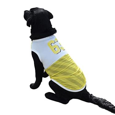 Imagem de JENPECH Roupas para cães secagem rápida gola redonda camiseta para animais de estimação roupas para cães grandes para passeios amarelo G