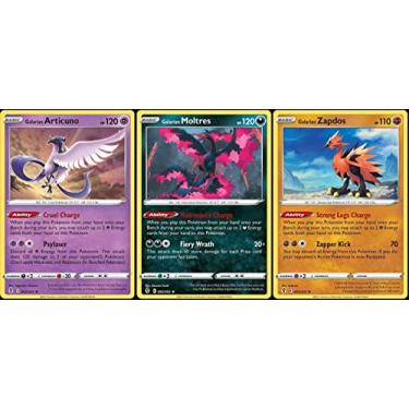 Imagem de Pokemon Galarian Articuno Zapdos Moltres - Evolving Skies - Conjunto de cartas lendárias - 3 cartas raras