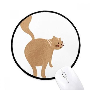 Imagem de Mouse pad marrom fofo gato andando animal tapete redondo para escritório para computador