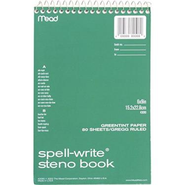 Imagem de Spell-Write Steno Book, Gregg Rule, 6 x 9, verde, 80 folhas/almofada