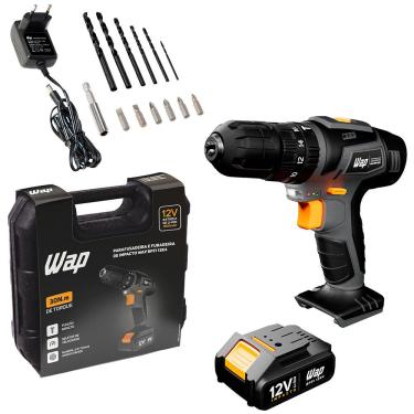 Imagem de Parafusadeira e Furadeira de Impacto WAP BPFI 12K4 Carregador Bivolt 12V 3/8” com Maleta e Acessórios