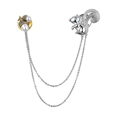 Imagem de KIZQYN Broche feminino camisas e ternos pinos decorativos decoração de corrente broche feminino bonito formato de esquilo acessório de fantasia