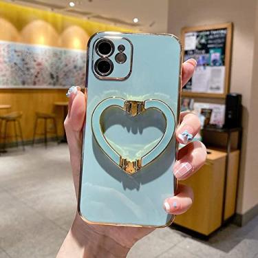 Imagem de Capa de telefone de metal bonito coração banhado a ouro para iphone 14 12 pro max mini 11 13 pro x xs xr 6 s 7 8 plus se capa, l24a23, verde menta, para 12 mini 5.4