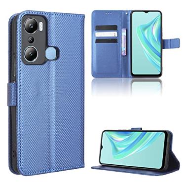 Imagem de Capas de telefone com textura de diamante compatíveis com Infinix Hot 12i Hot 12 i Capa de couro de luxo slots de cartão de visita clipe de carteira à prova de choque (azul, Infinix Hot 12i)